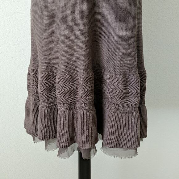 Bimba Y Lola Brown Knit Dress Lace Bohemian Large - Picture 5 of 10